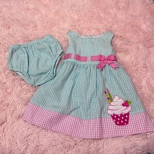 EUC. Pink and Blue Cupcake Dress - 18 month